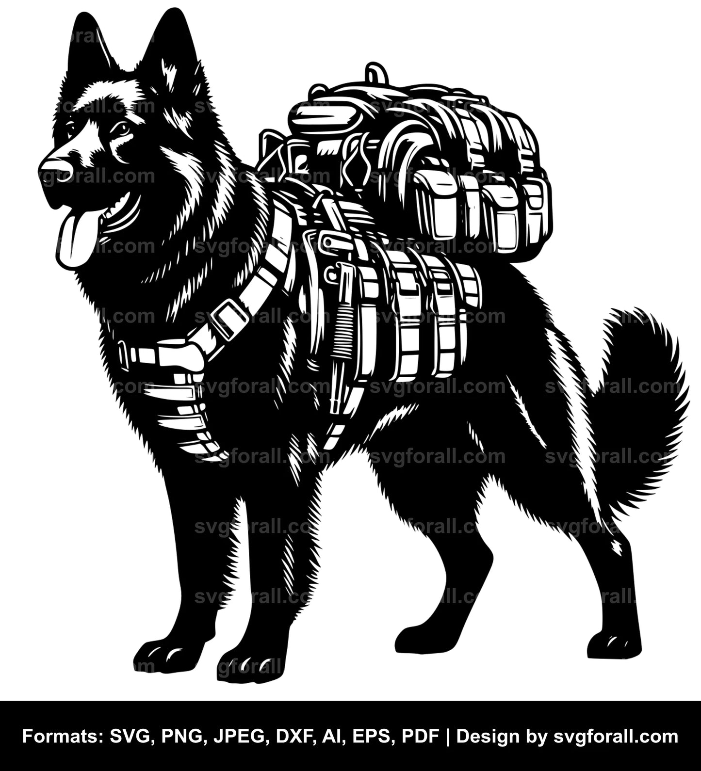 Military Dog Black SVG