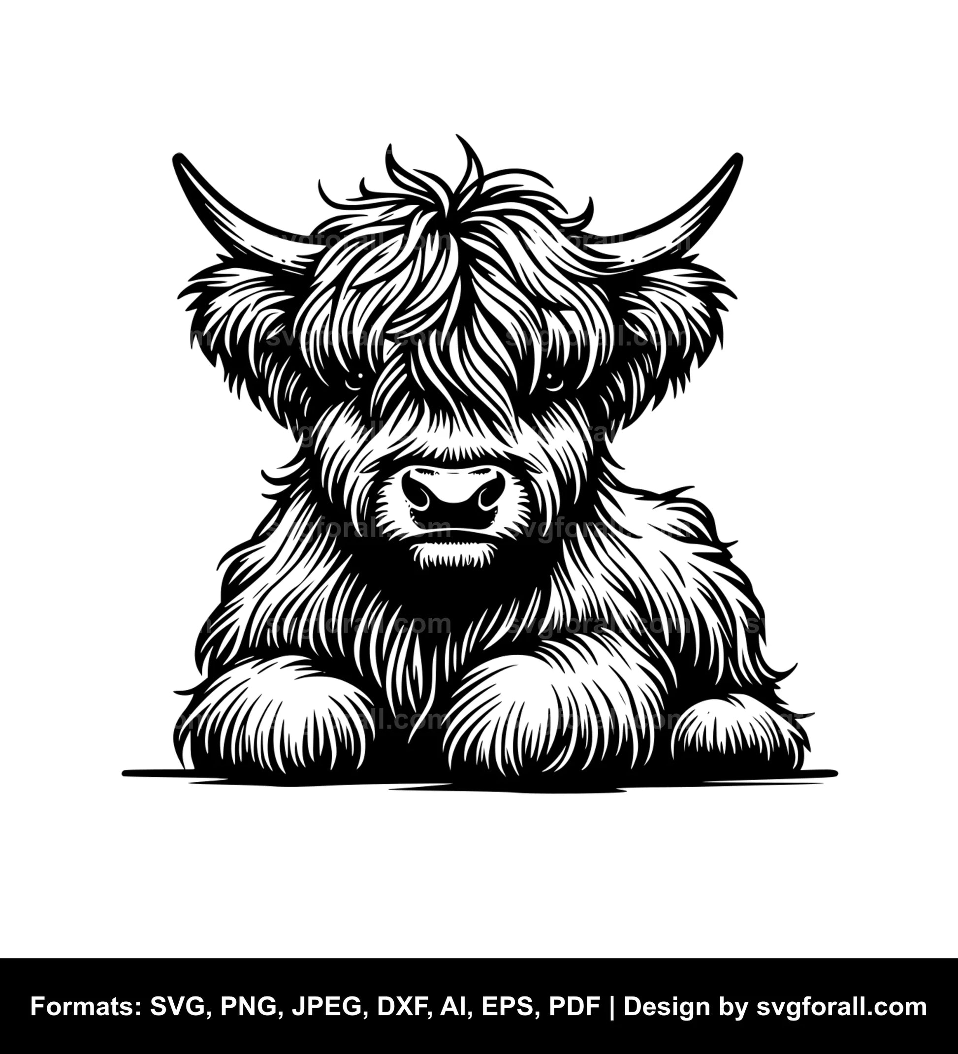 Mini Highland Cow SVG Vector