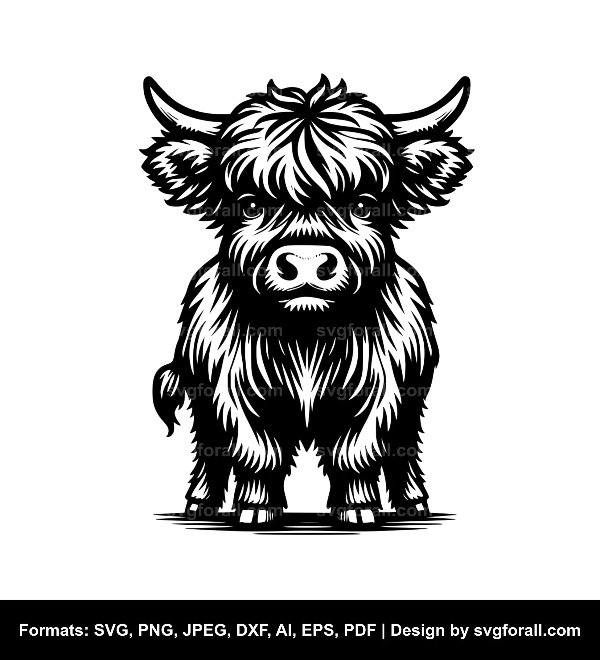 Mini Highland Cow Vector SVG