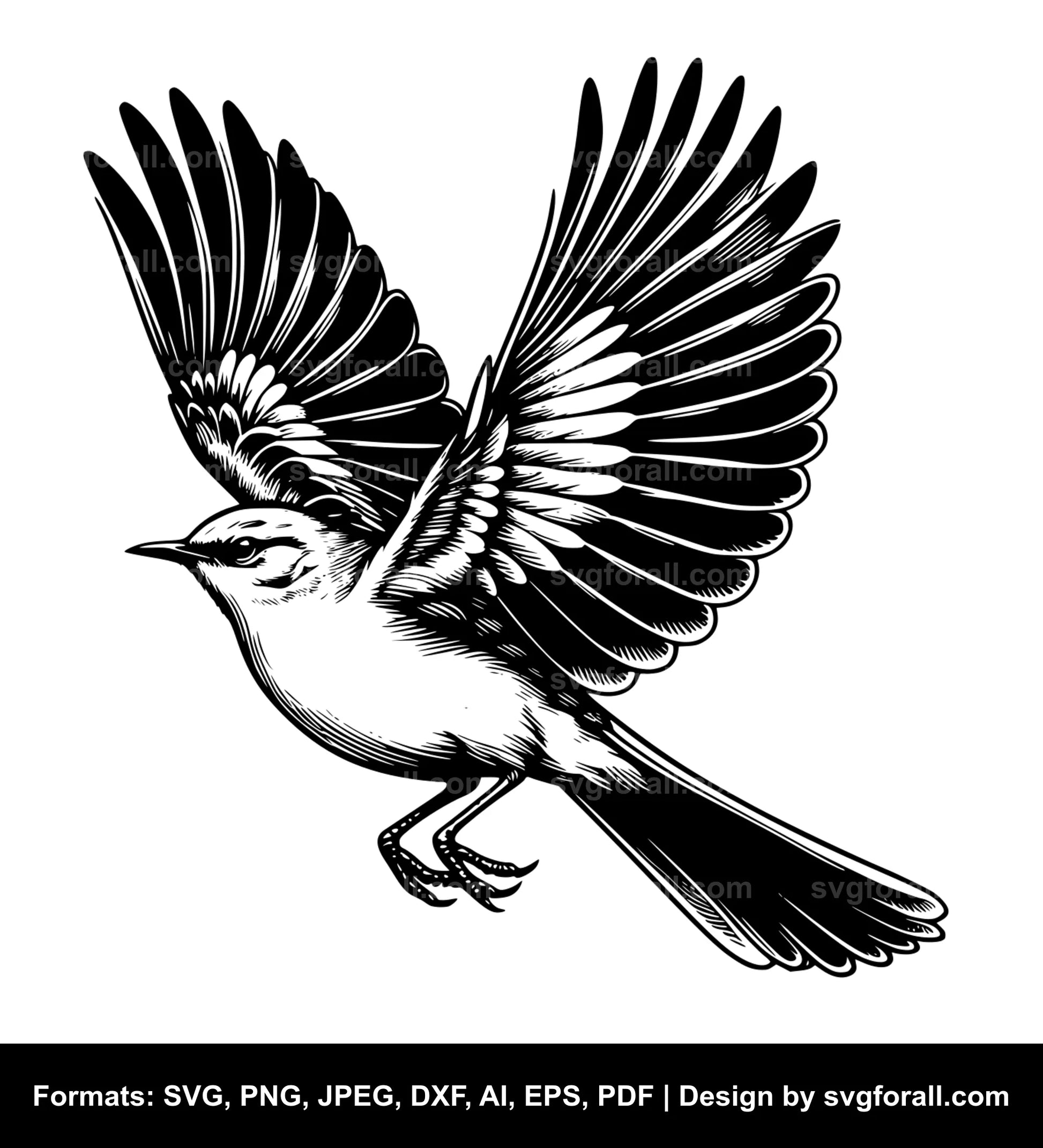 Mockingbird Flying Cricut SVG