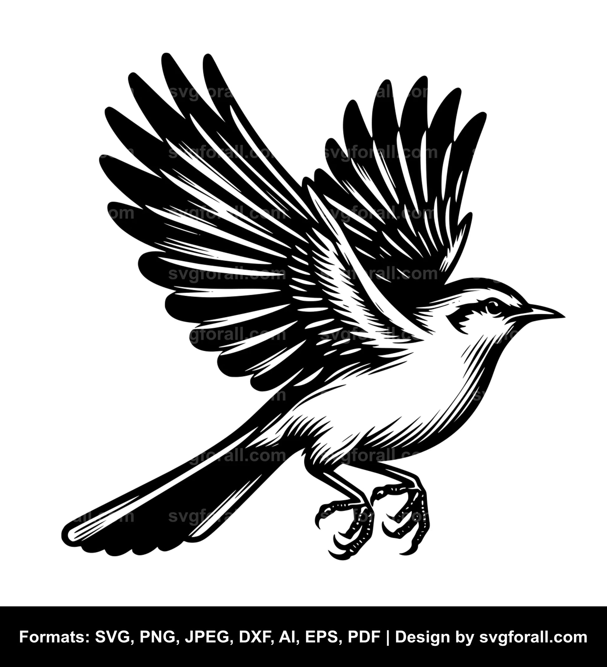 Mockingbird Flying SVG File