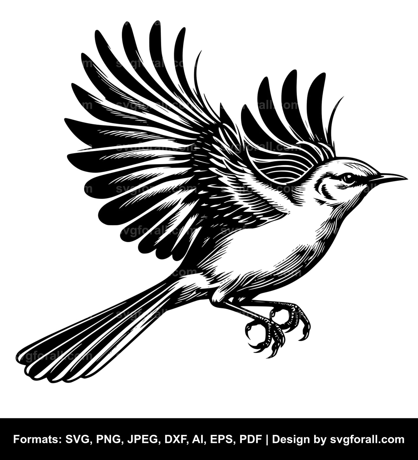 Mockingbird Flying SVG PNG