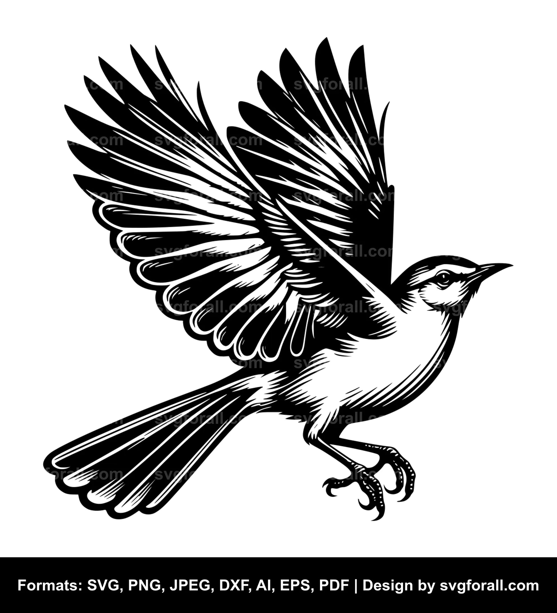 Mockingbird Flying Vector SVG