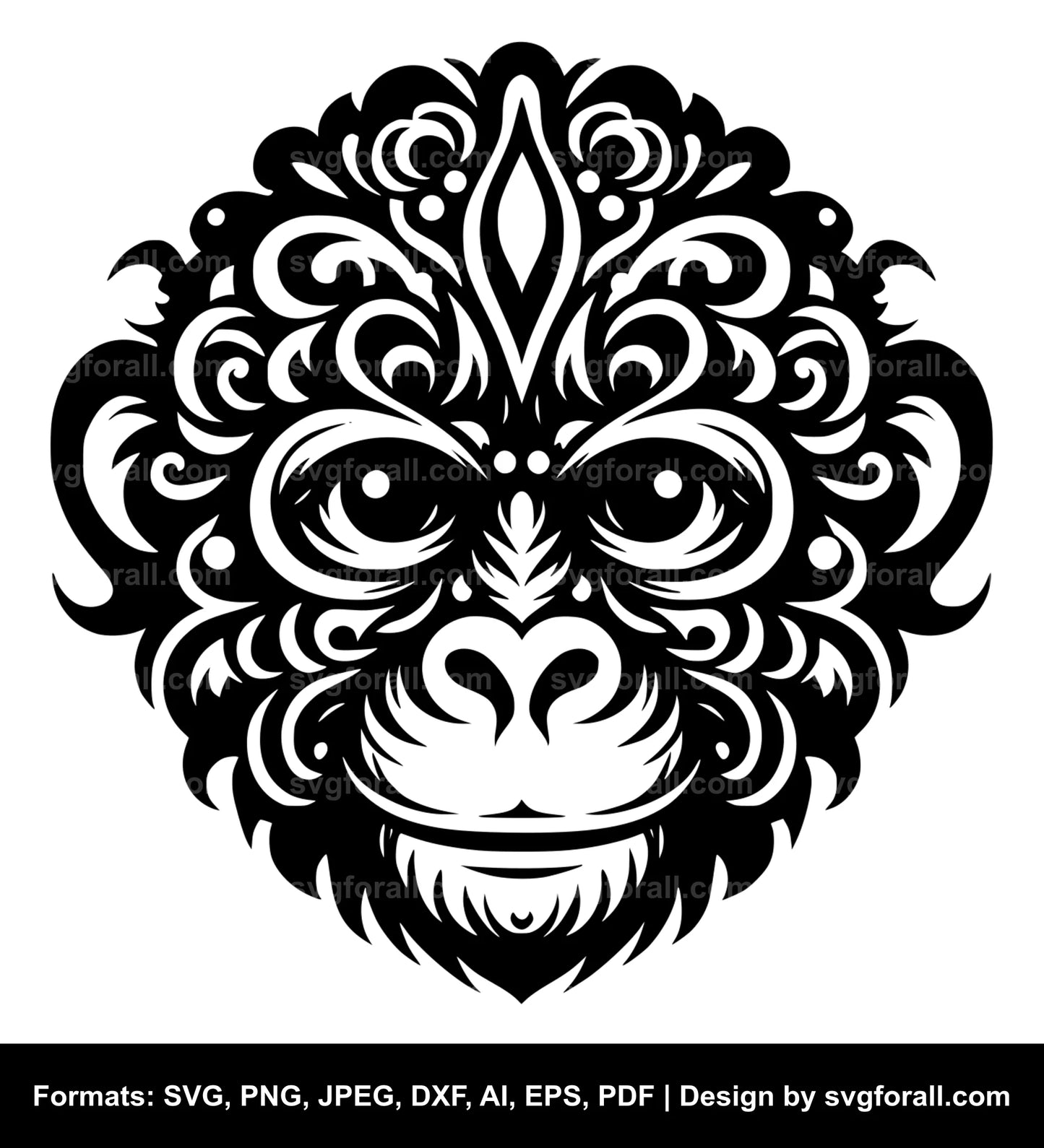 Monkey Face Black SVG