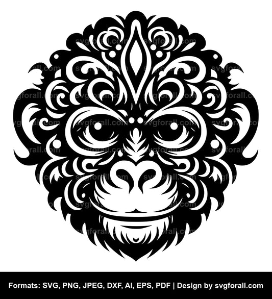 Monkey Face Black SVG