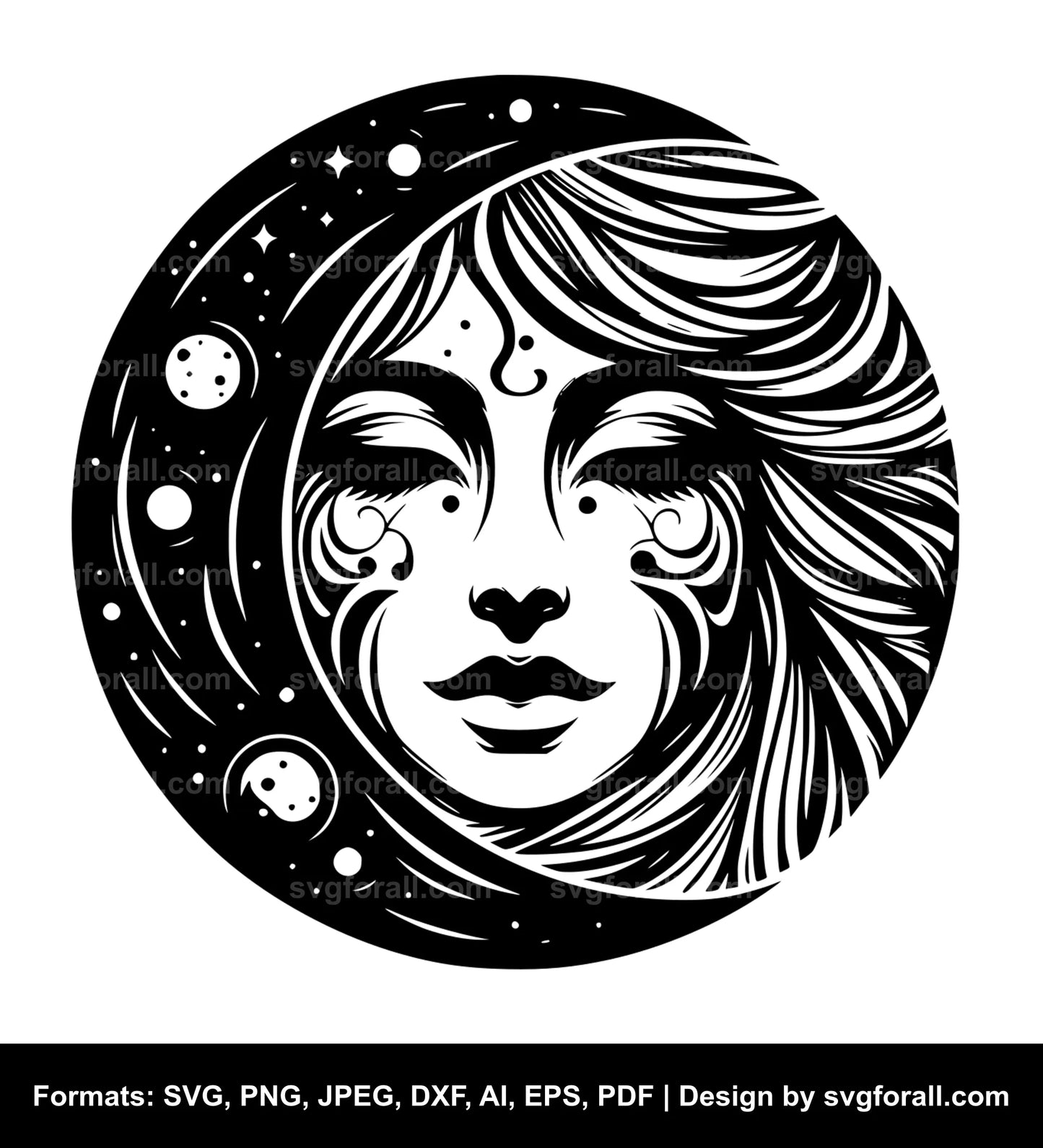 Moon Face Black SVG