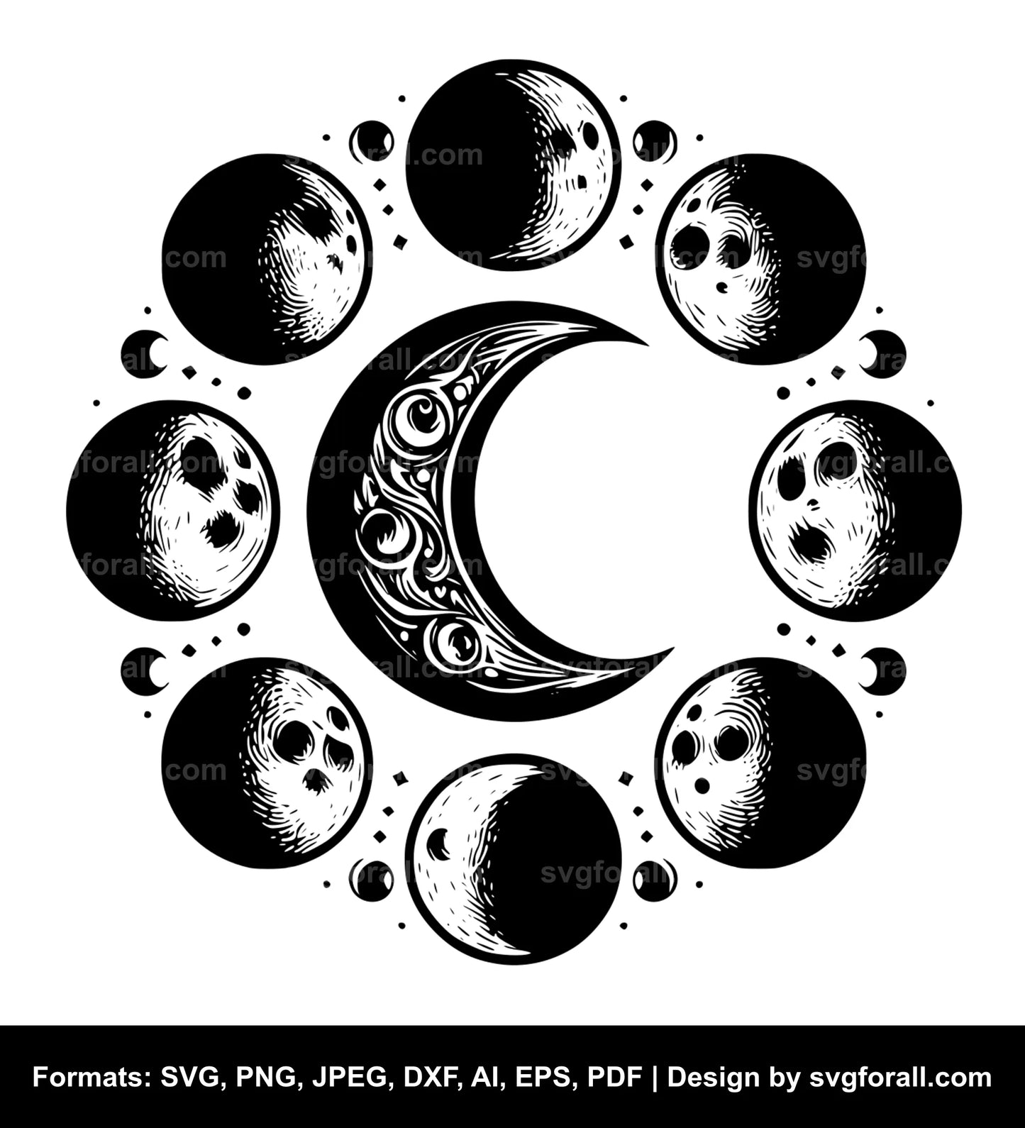 Moon Phases Black SVG