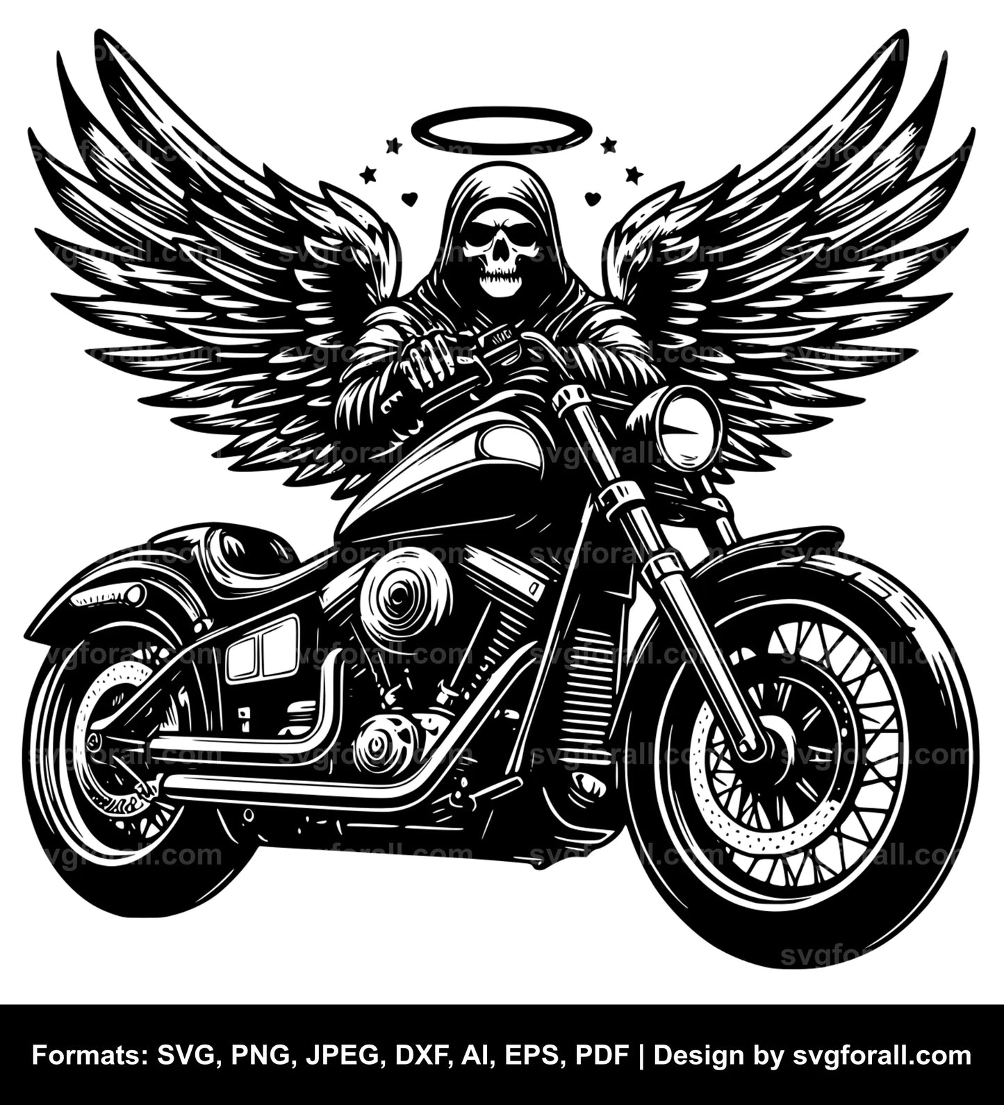 Motorcycle With Angel Wings Cricut SVG