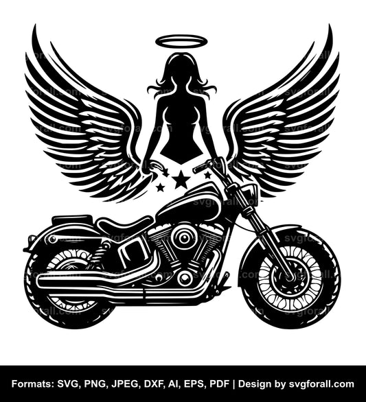 Motorcycle With Angel Wings SVG File