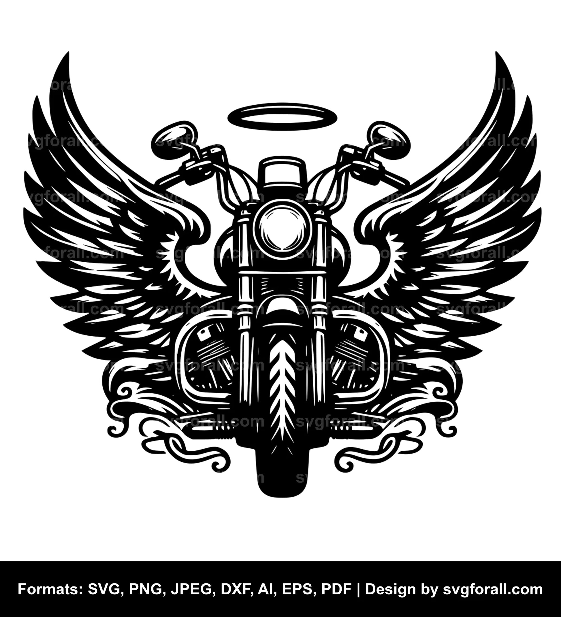 Motorcycle With Angel Wings SVG PNG