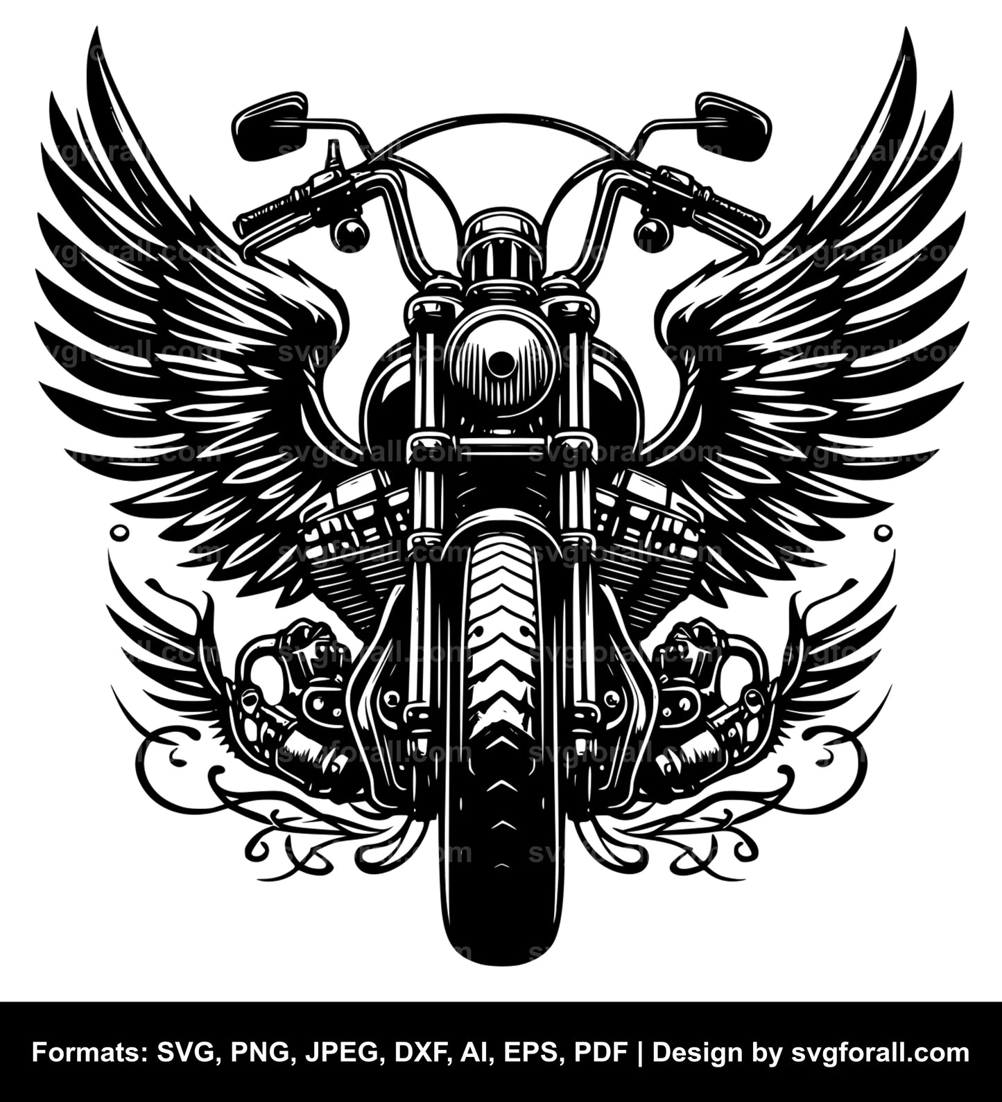 Motorcycle With Angel Wings SVG Vector