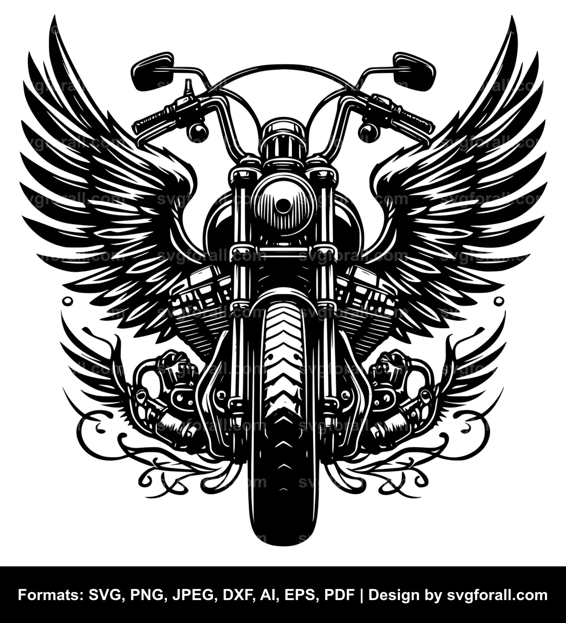 Motorcycle With Angel Wings SVG Vector