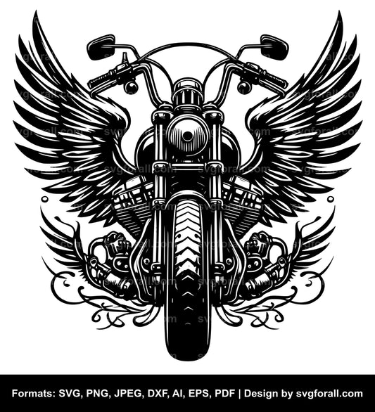 Motorcycle With Angel Wings SVG Vector