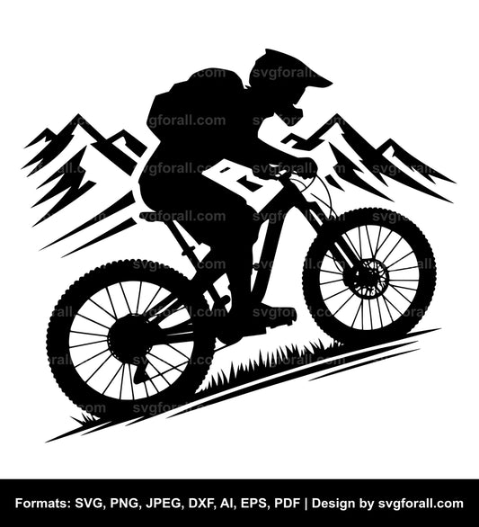 Mountain Biker SVG Clip Art