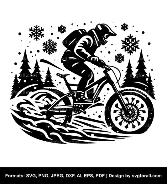 Mountain Biker SVG Clipart