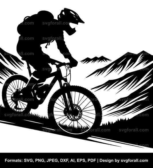 Mountain Biker SVG Cut File