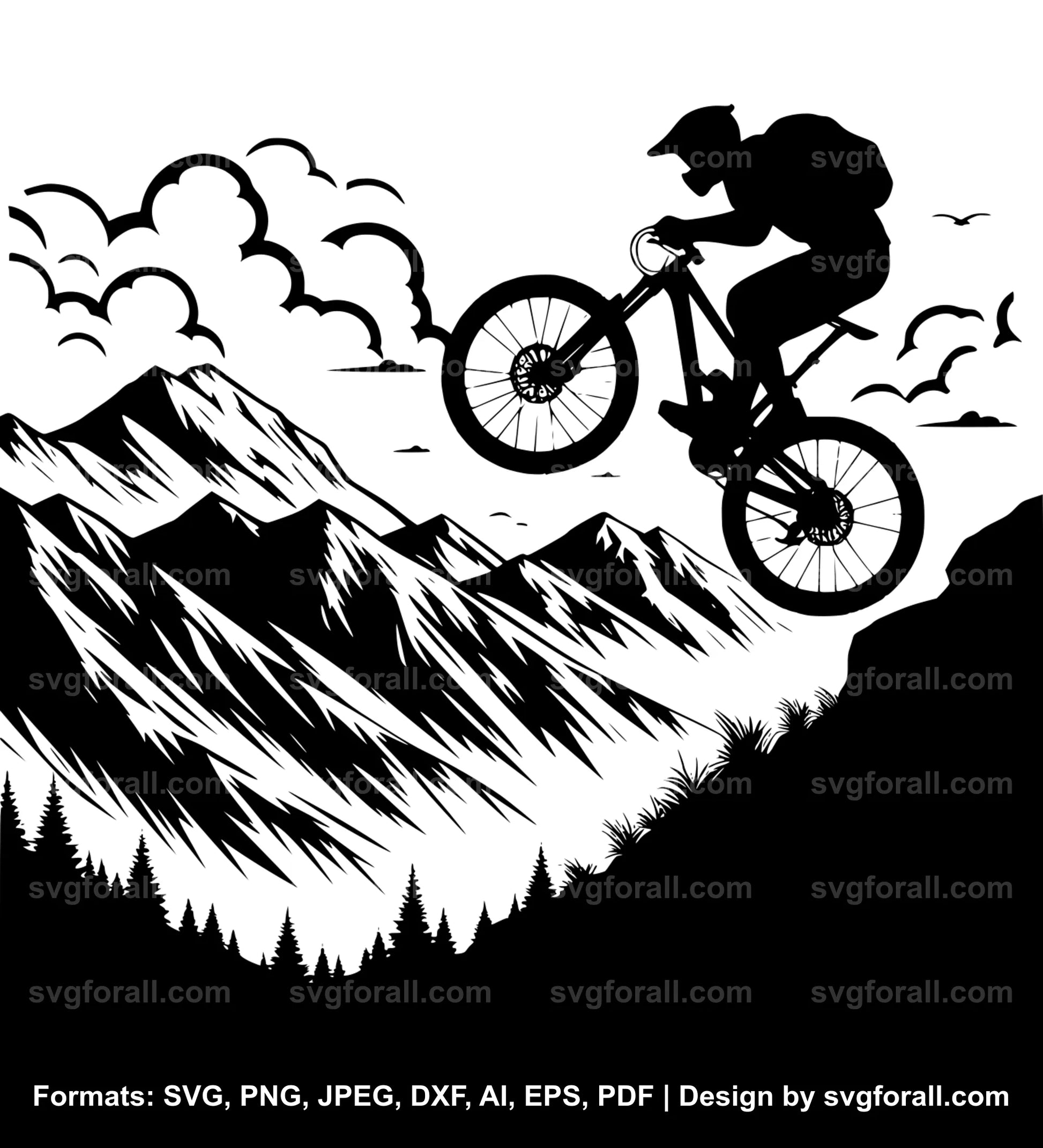 Mountain Biker SVG Vector