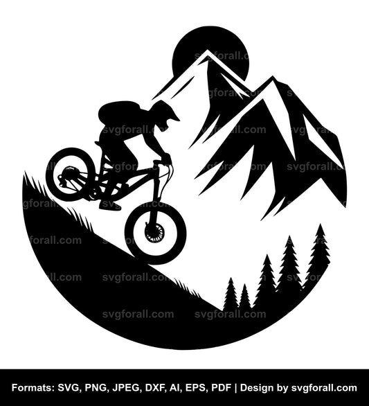 Mountain Biker Vector SVG