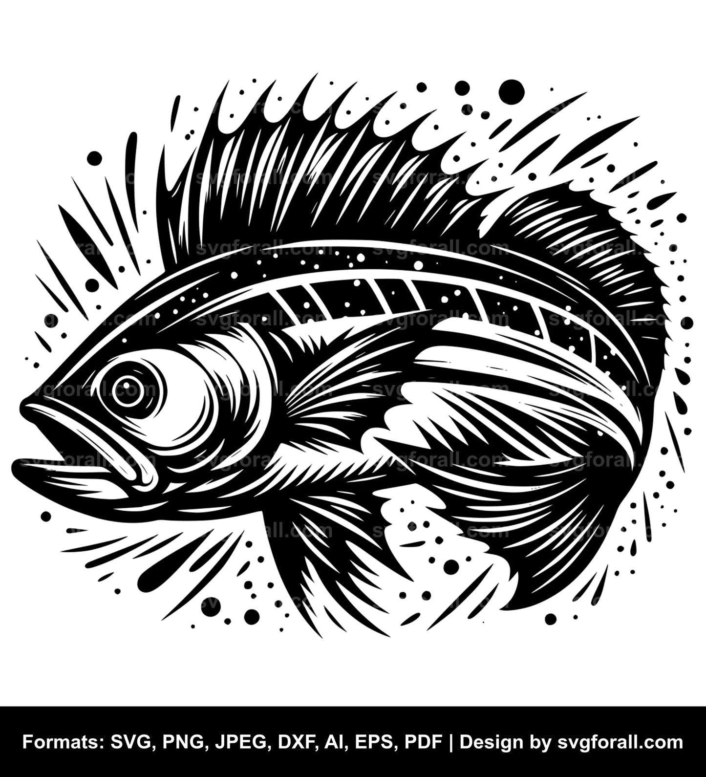 Mullet Fish Black SVG