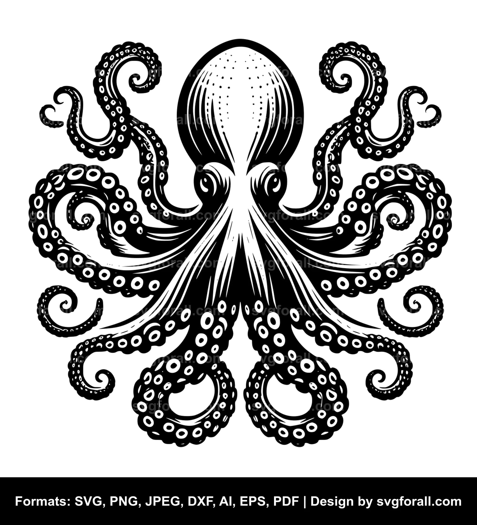 Octopus Black SVG PNG