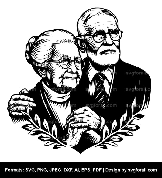 Old Couple Clipart SVG