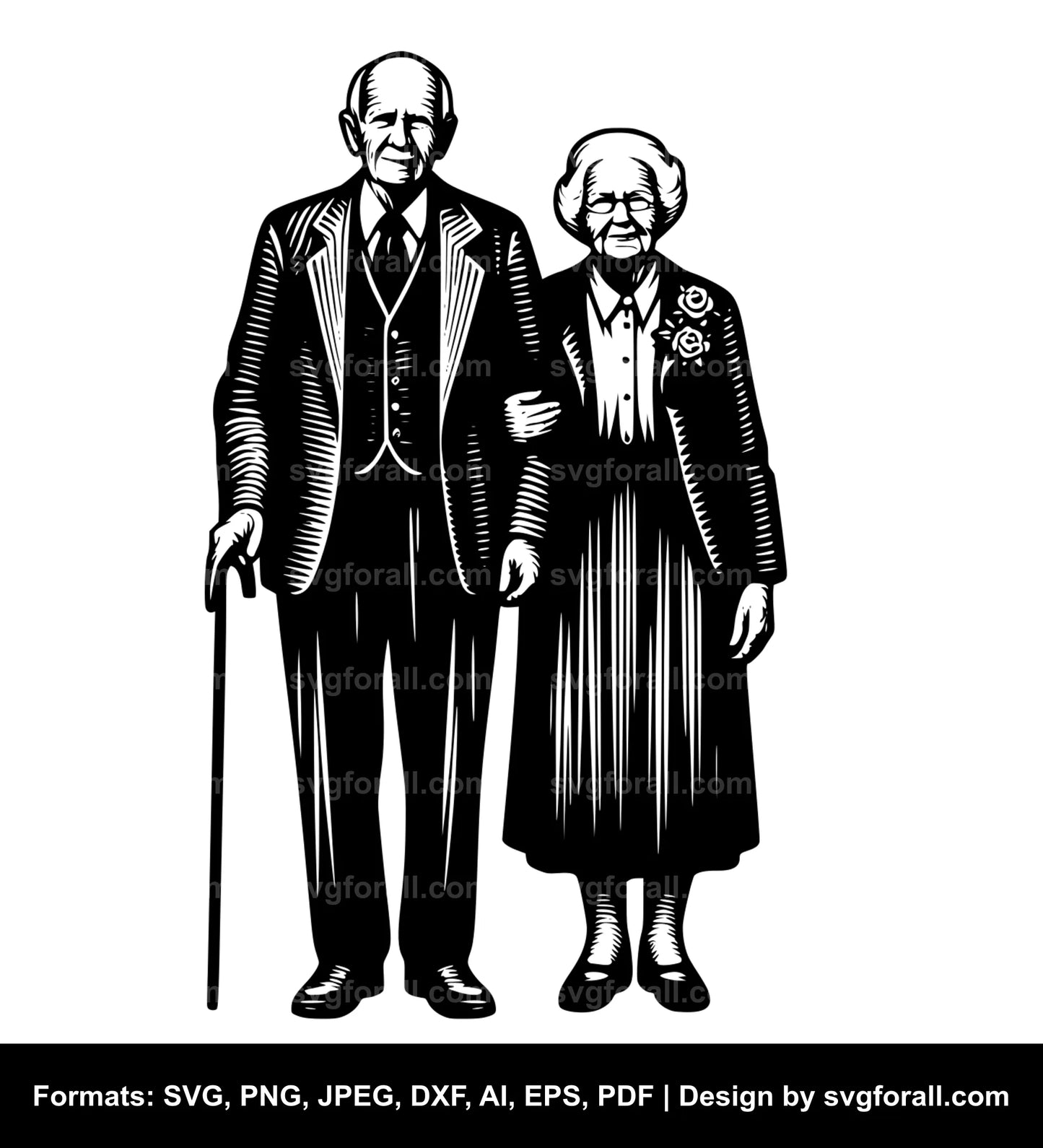 Old Couple Cricut SVG