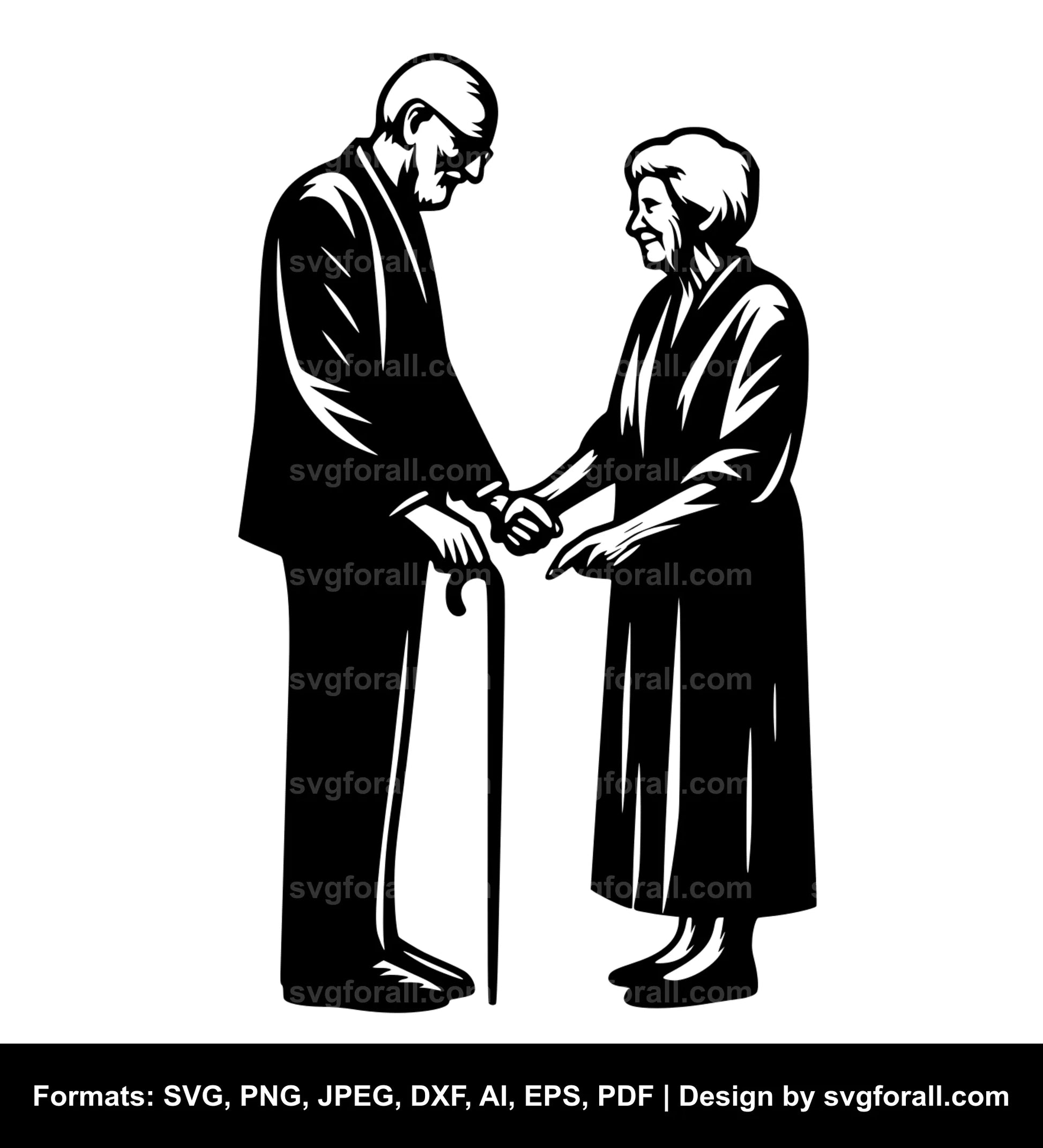 Old Couple Holding Hands Cricut SVG