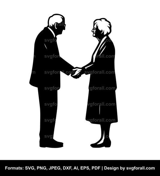 Old Couple Holding Hands SVG File