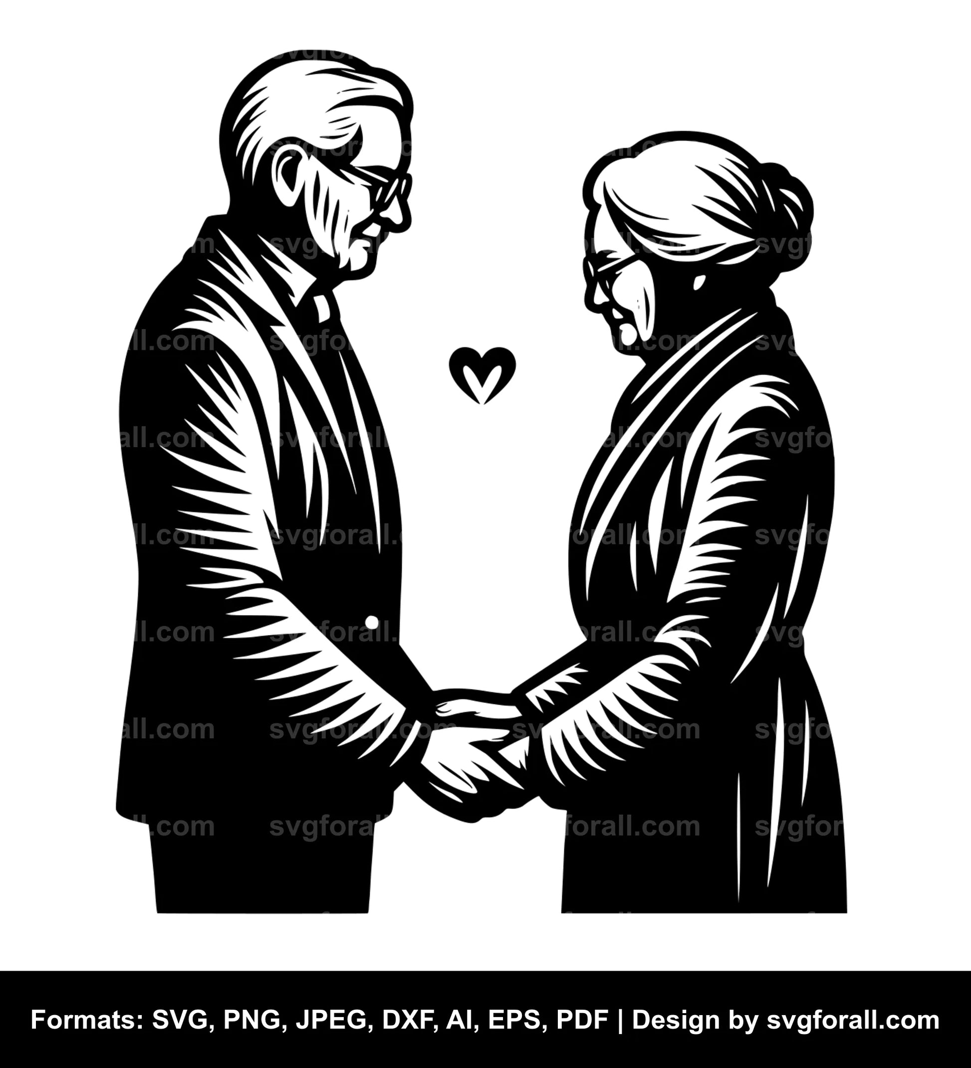 Old Couple Holding Hands SVG PNG