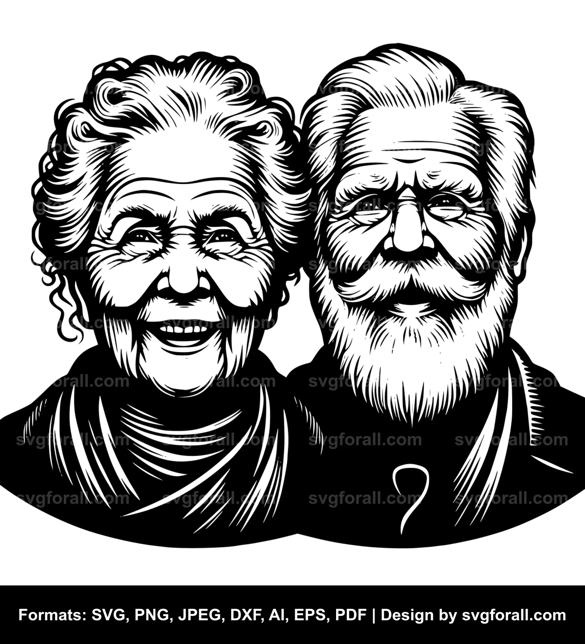 Old Couple SVG Clipart