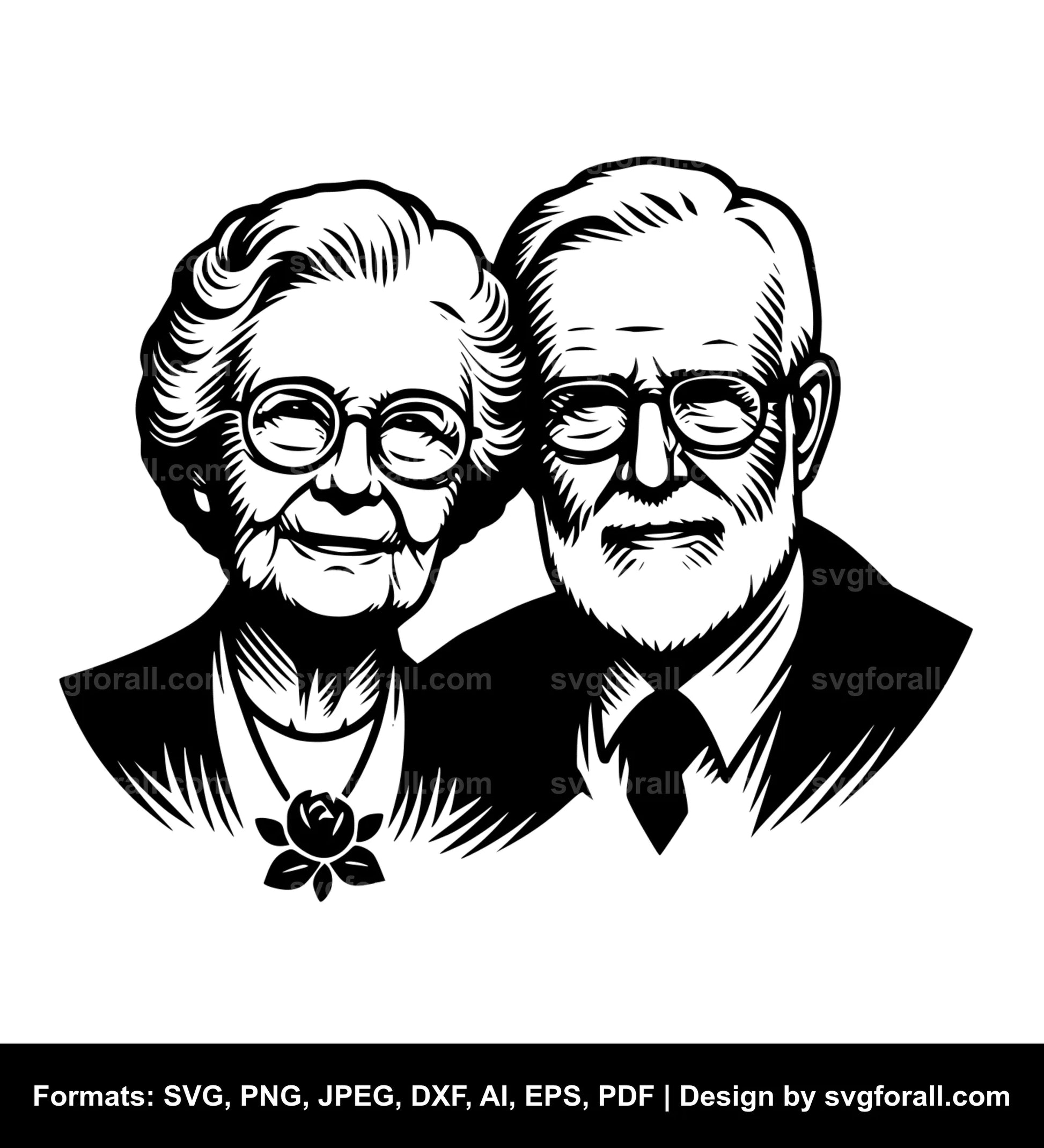 Old Couple SVG Cut File