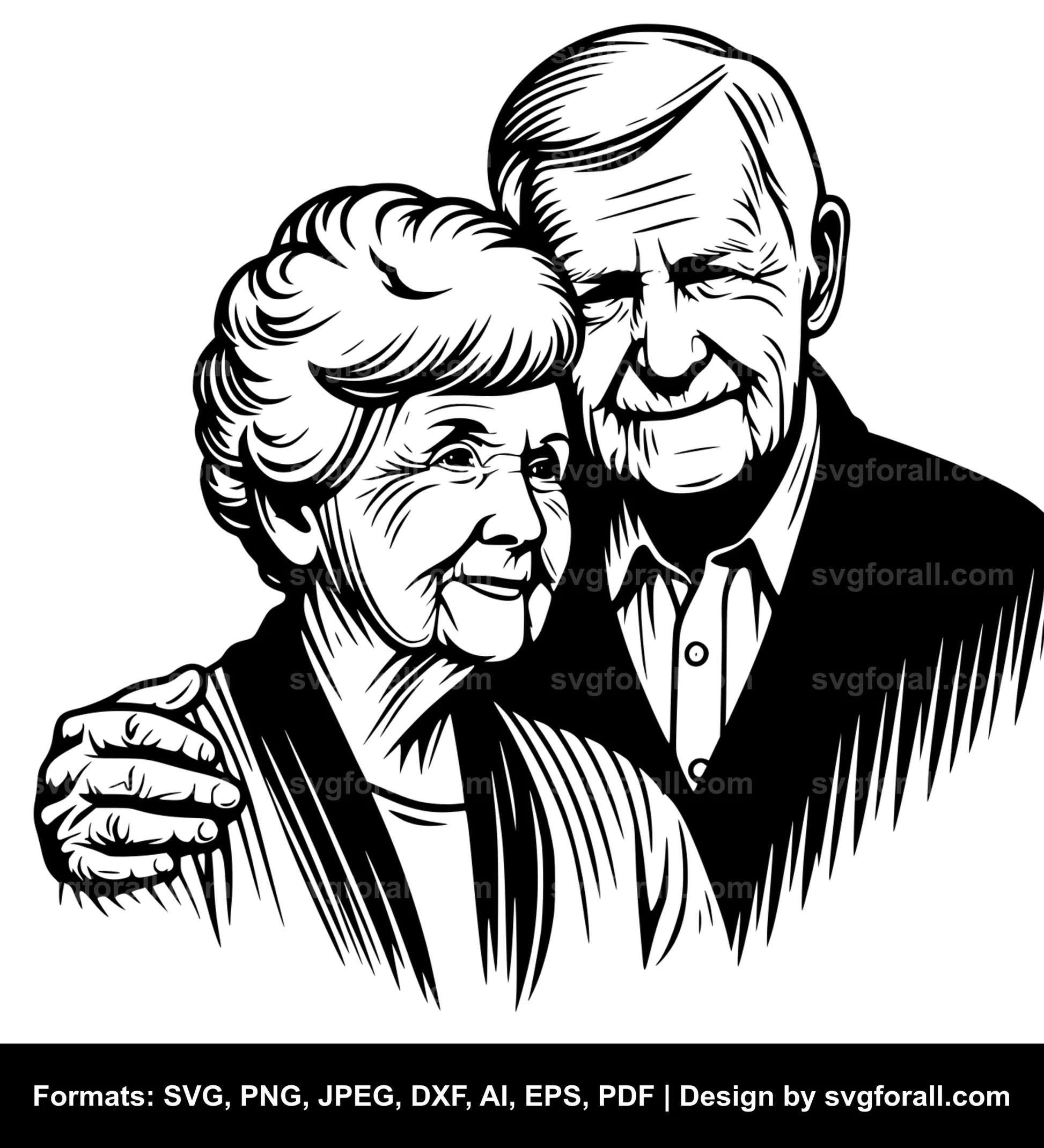 Old Couple SVG Design