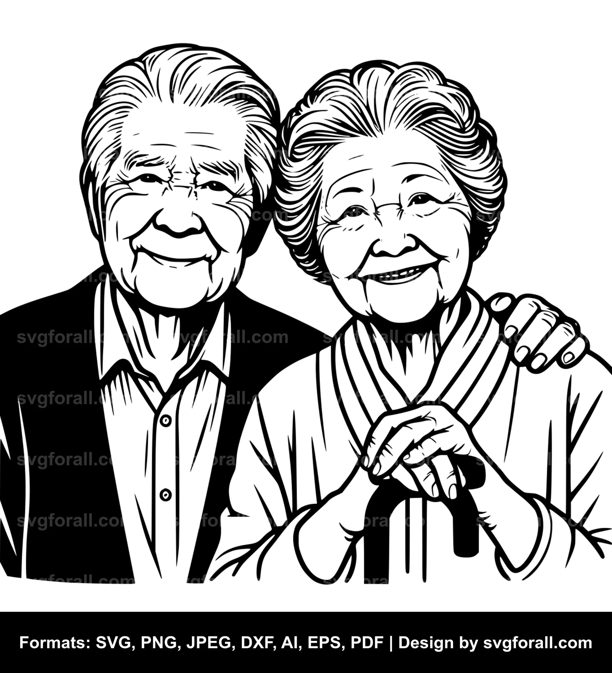 Old Couple SVG PNG