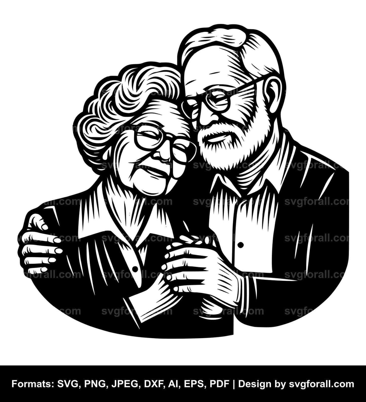 Old Couple SVG Vector