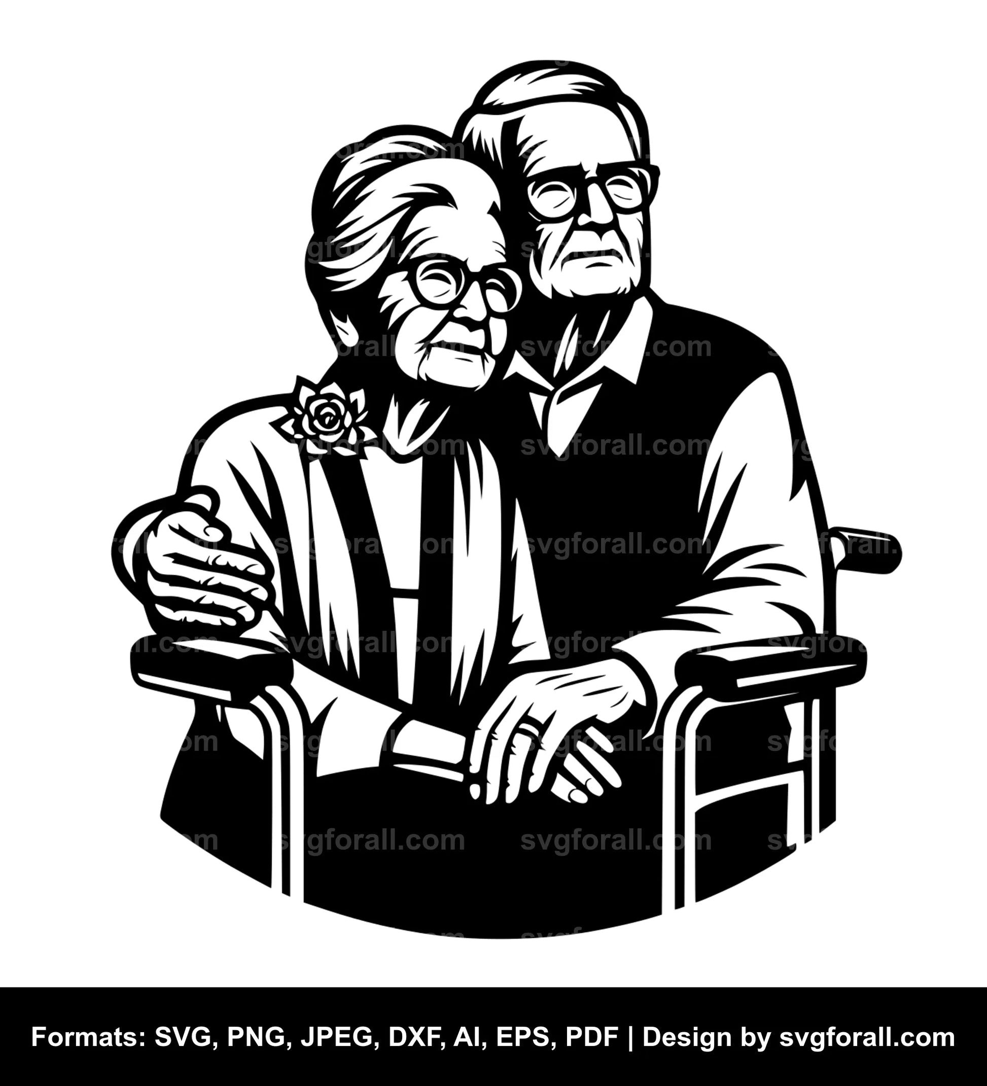 Old Couple Vector SVG