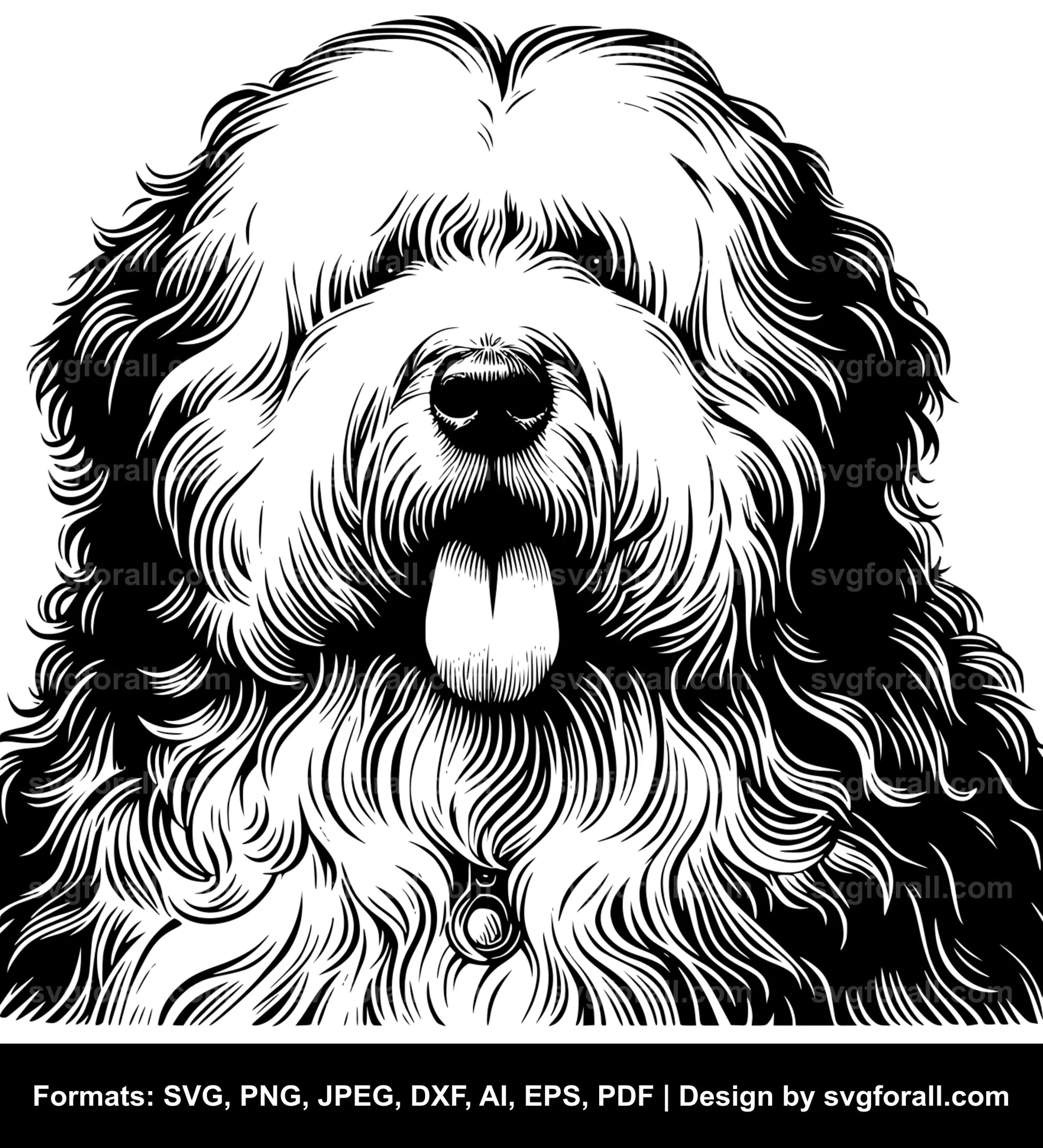 Old English Sheepdog Dog Black SVG