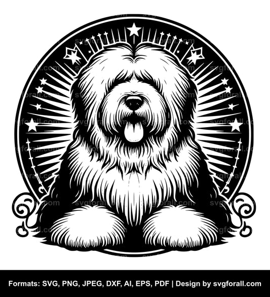 Old English Sheepdog Dog Cricut SVG