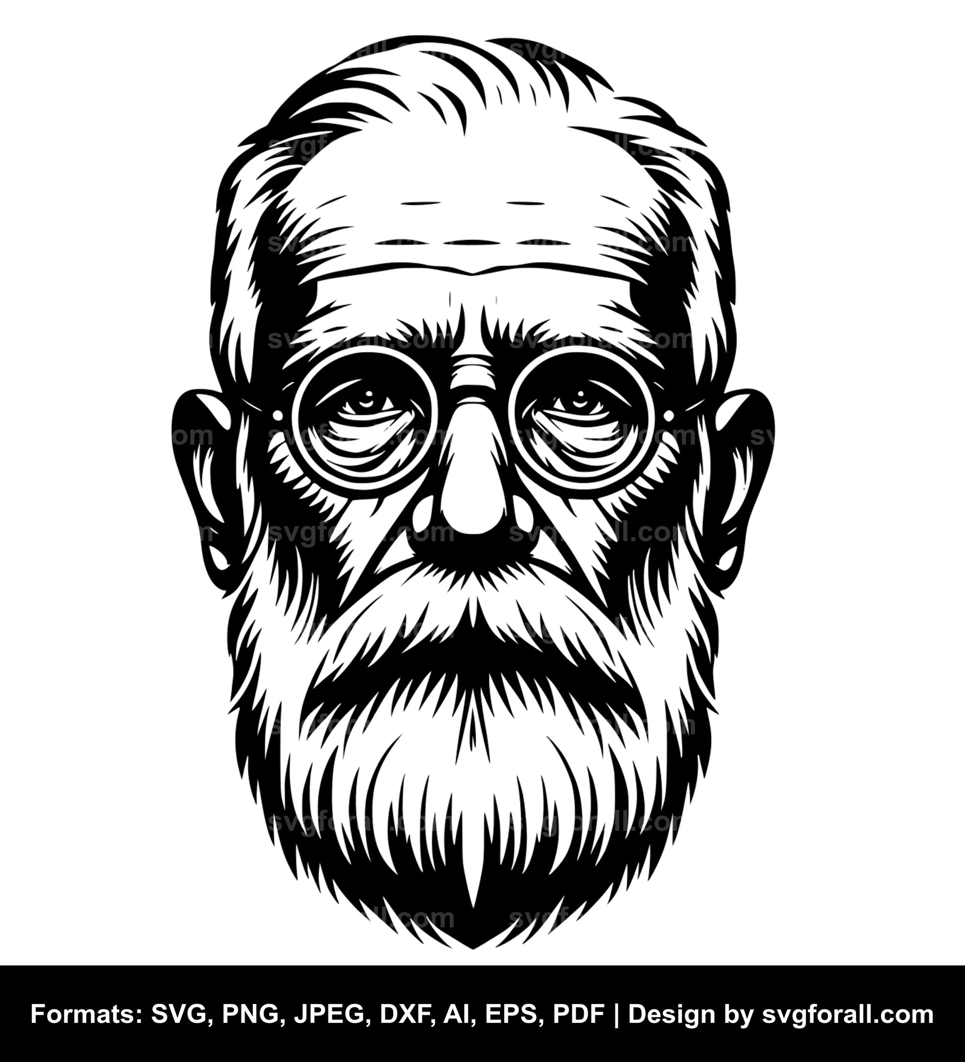 Old Man Face Black SVG