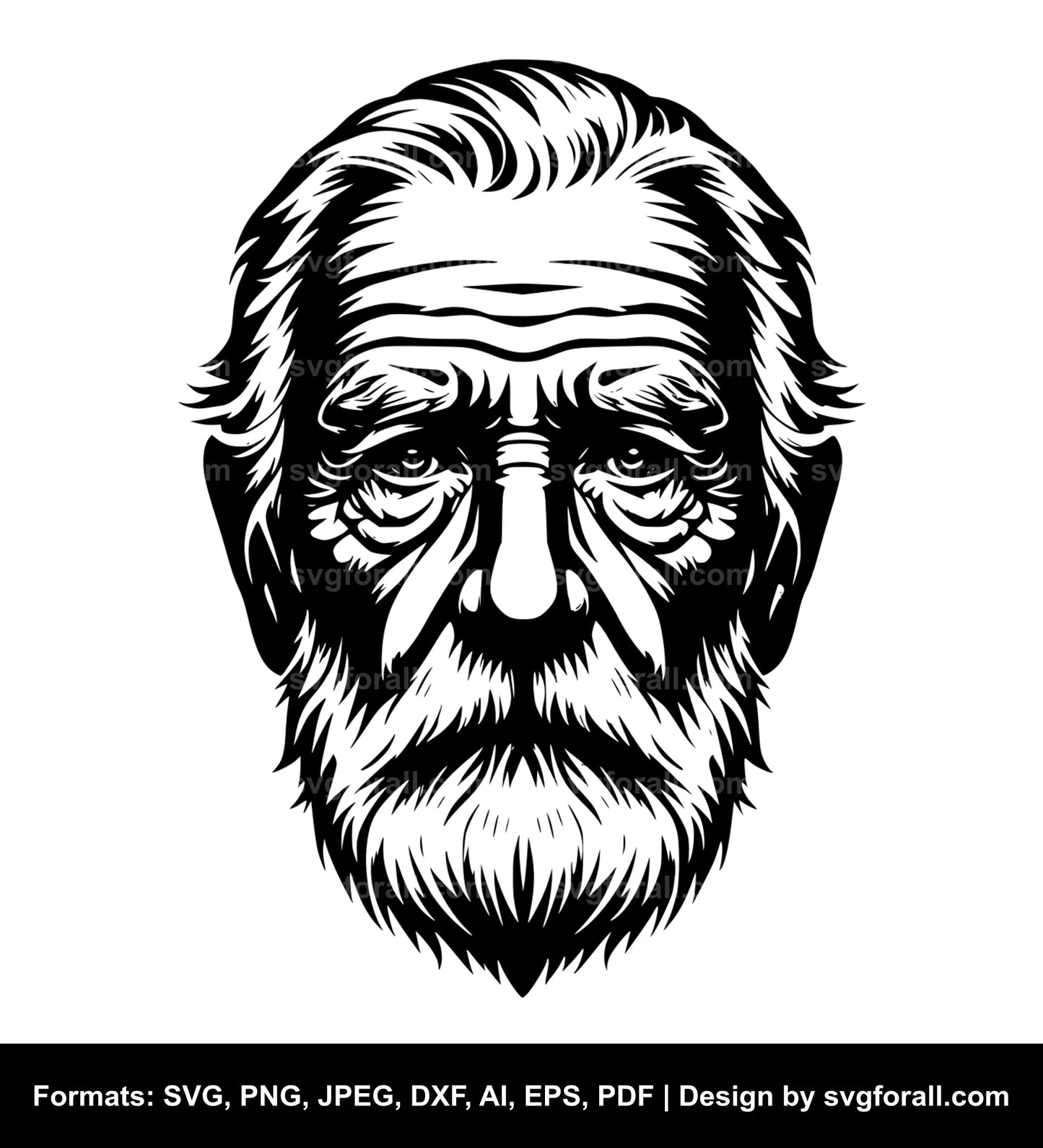 Old Man Face SVG Vector