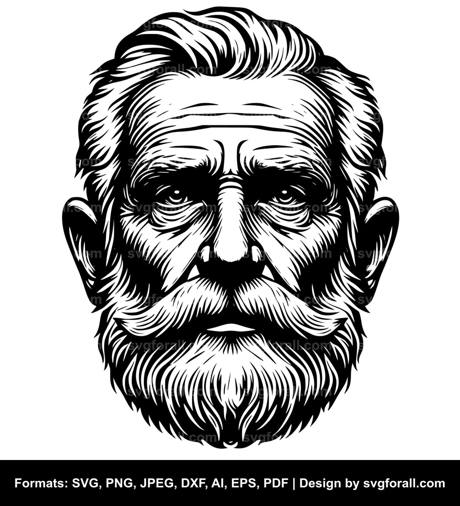 Old Man Face Vector SVG