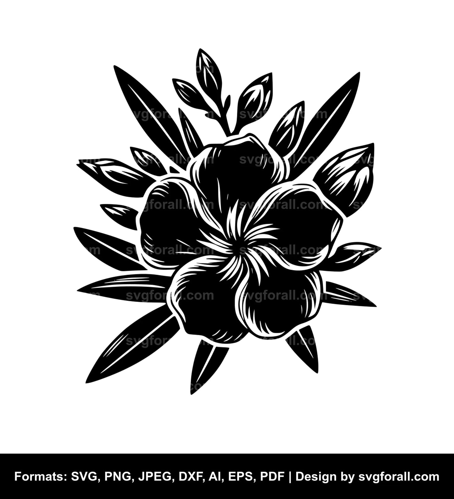 Oleander Flower Black SVG