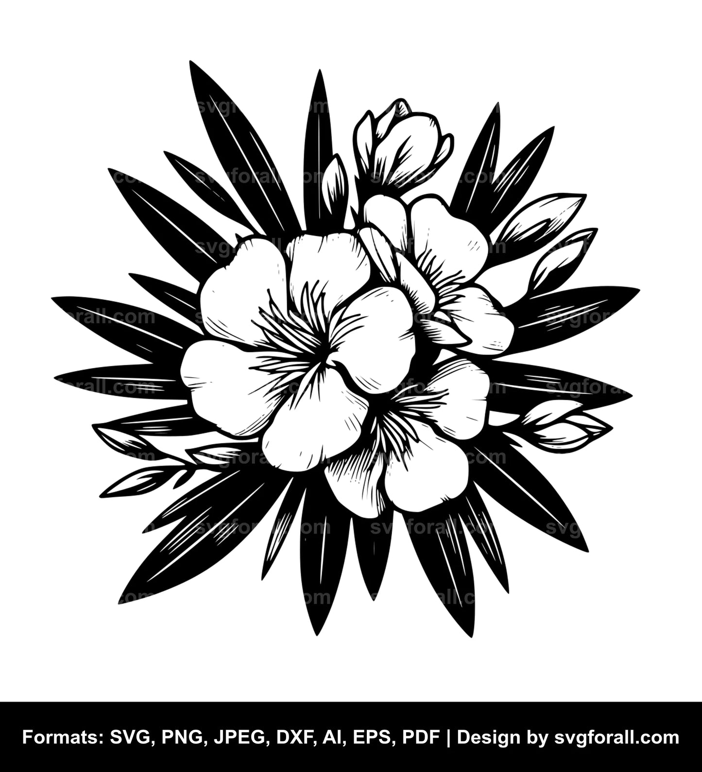 Oleander Flower SVG Vector