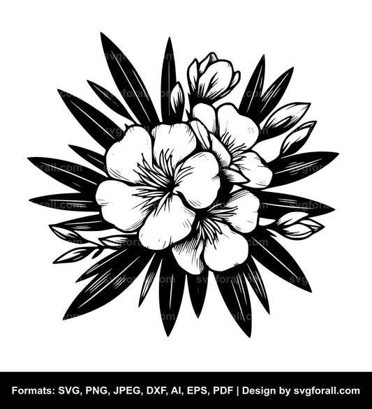 Oleander Flower SVG Vector