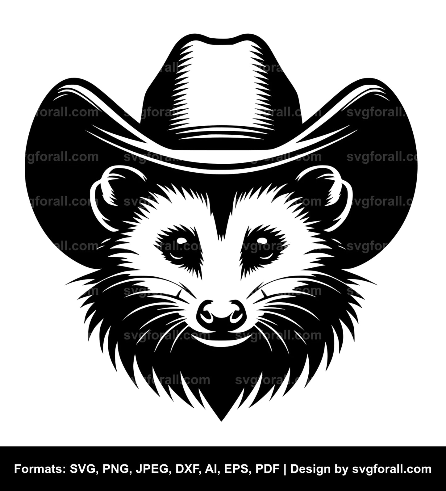 Opossum With Cowboy Hat Clipart SVG