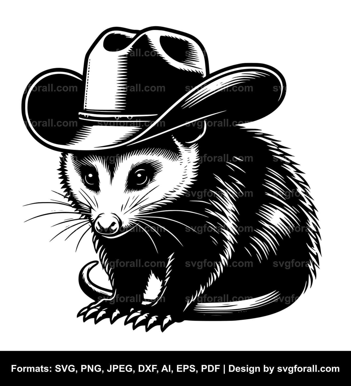 Opossum With Cowboy Hat Cricut SVG