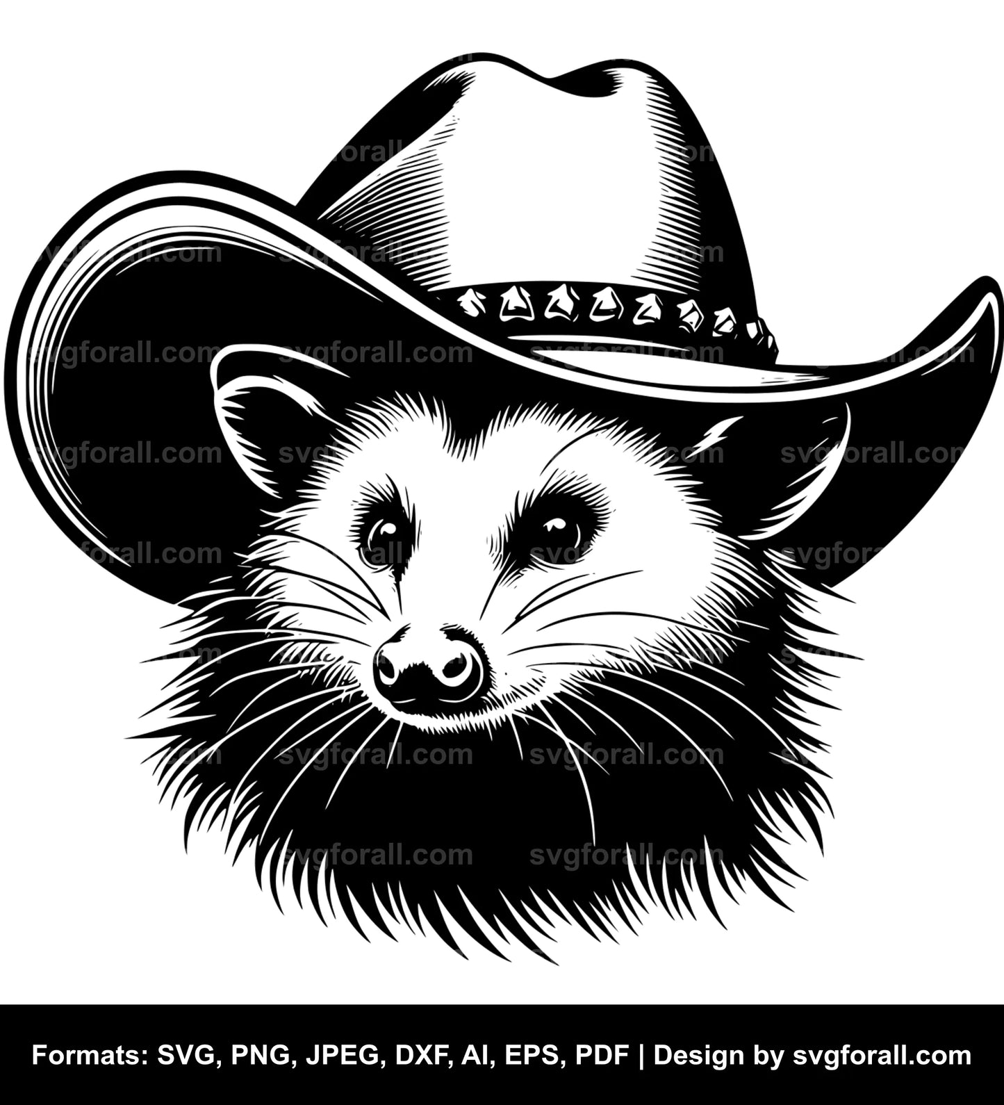 Opossum With Cowboy Hat SVG