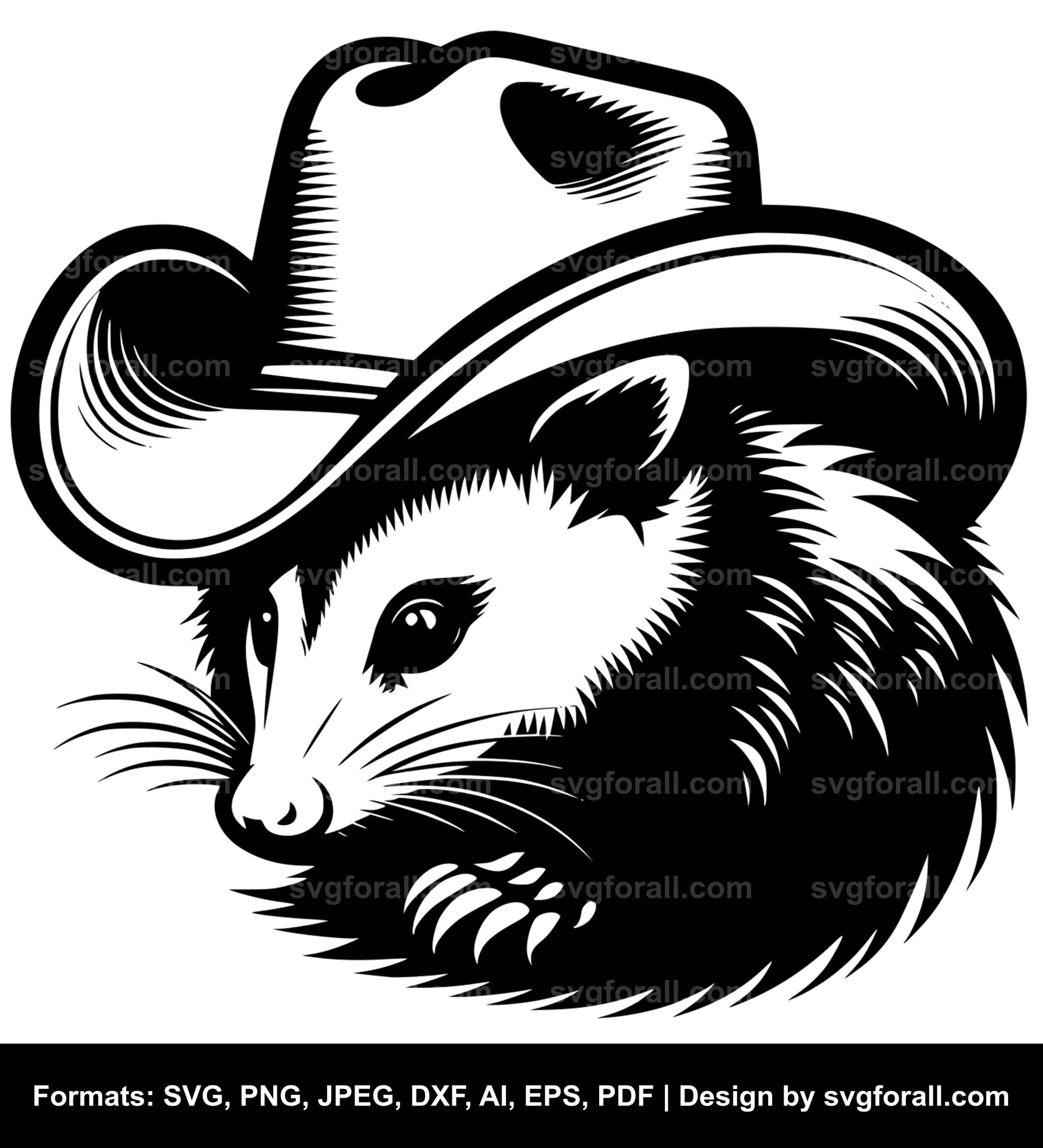 Opossum With Cowboy Hat SVG Design