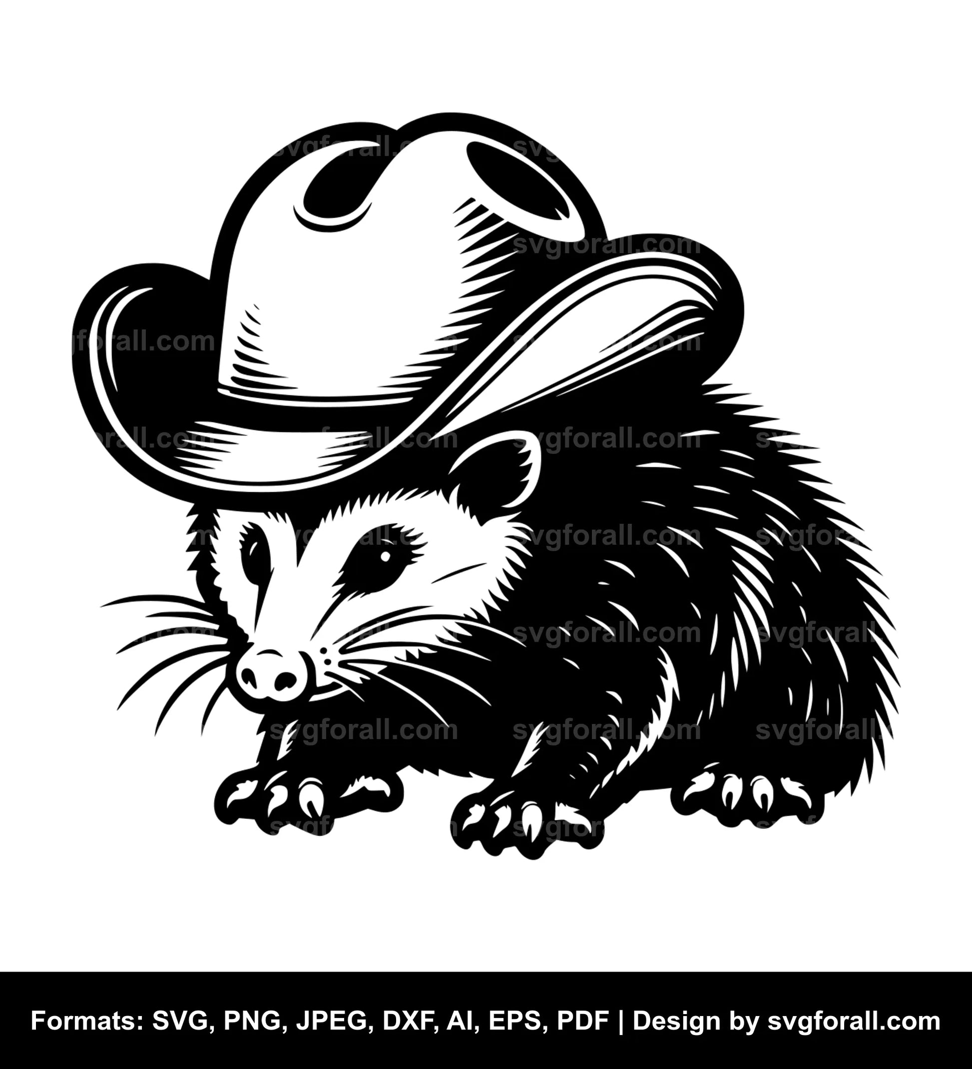 Opossum With Cowboy Hat SVG Download