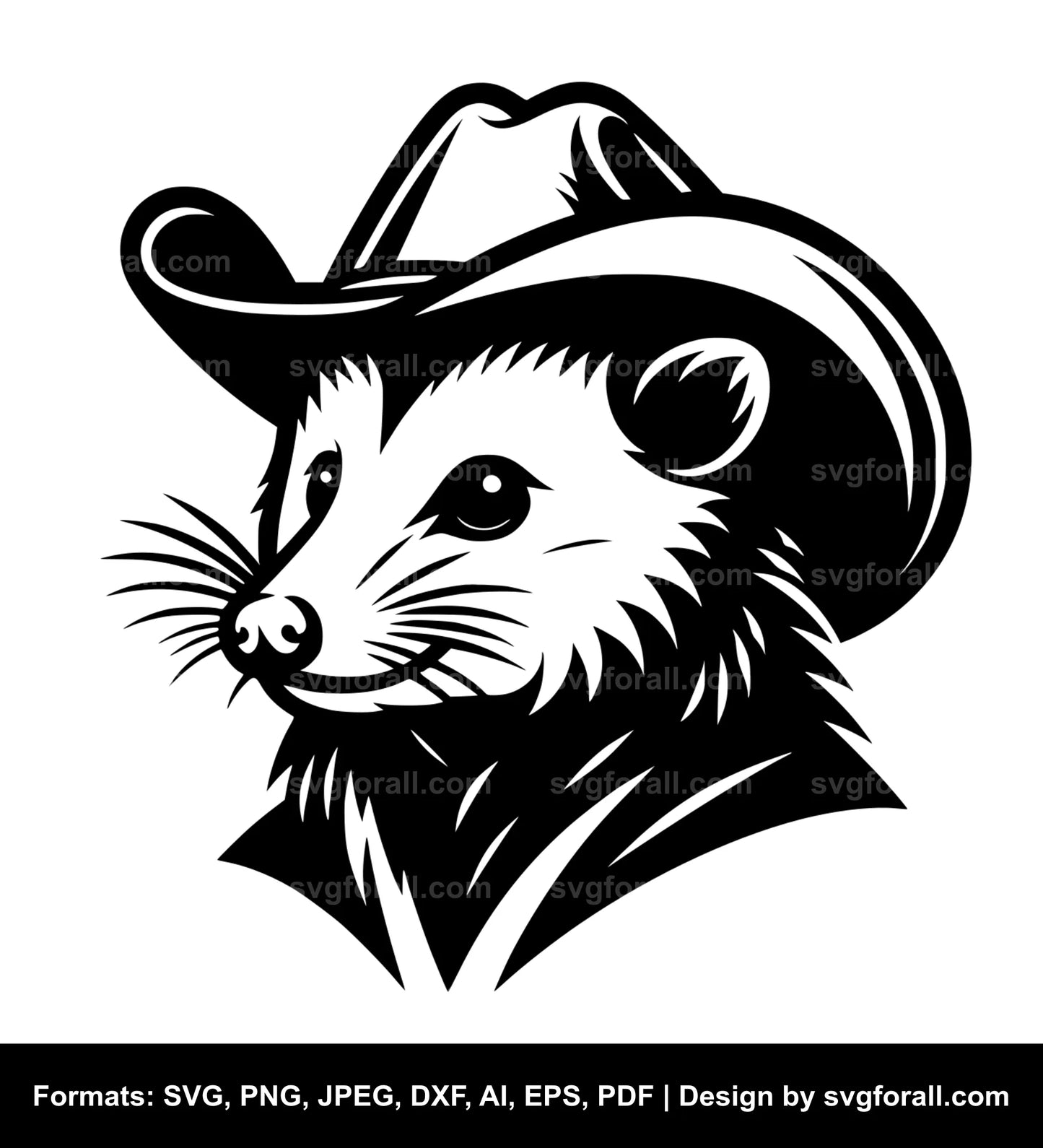 Opossum With Cowboy Hat SVG File