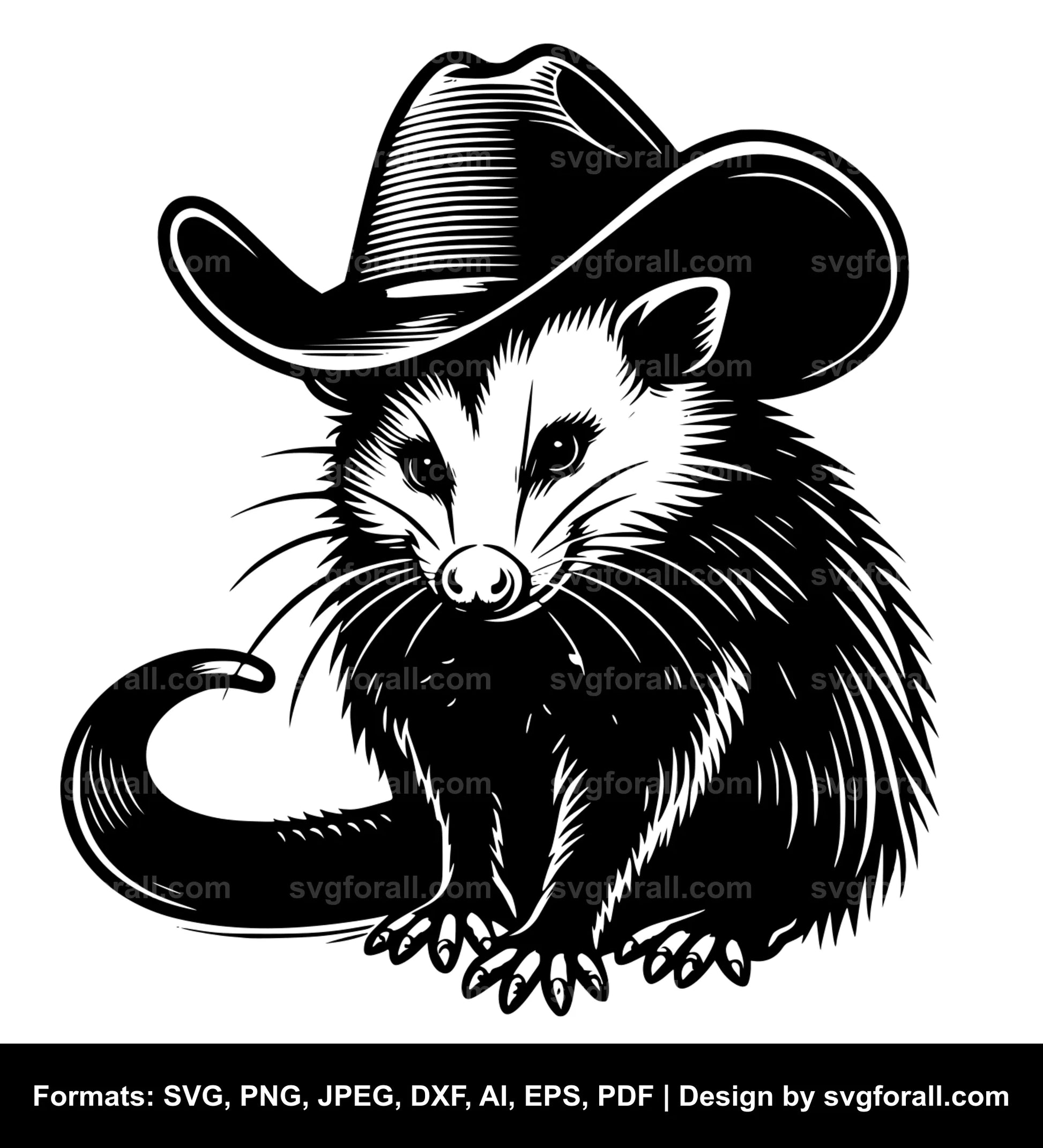 Opossum With Cowboy Hat SVG PNG